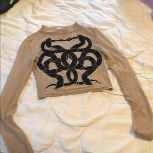 Long sleeve mesh snake crop top
